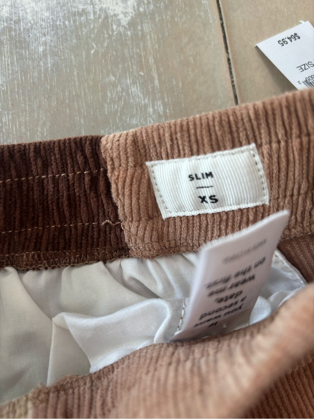 PacSun Men's Patchwork Corduroy Pants in Brown and Tan - Picture 3 of 5